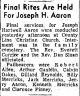 Joseph Hartwell Aaron-Funeral Services