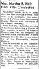 Obit. for Martha Powell Holt provided by Carter Powell from The Bee dated 2/9/1953