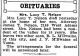 Obit. Arizona Republic February 15, 1918