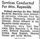Obit. for Nellie Kendrick Reynolds provided by Carter Powell from The Bee Newspaper dated February 6, 1963