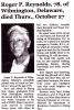 Obit. for Roger P. Reynolds (Cecil County, Maryland Newspaper)