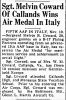 Melvin R Coward-Wins Air Metal in Italy