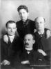 My Genealogy Hound.com Photographs of Younger Brothers; Associates of Jesse and Frank James; Historic photo of the Younger Brothers, members of the James Gang.  Pictured from left to right, Bob, Jim and Cole Younger, with Sister Henrietta standing behind them.  Photo dated 5 Sep 1889.