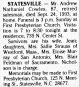 Andrew N Cowles Obituary
The Charlotte Observer Sep 25,1993