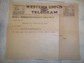 Telegram from W.H. Wells to his Brother, O.D. Wells upon his Wife {Rosa Ethel Amos] illness.