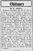 Obit. Forth Worth Record Telegram 4/8/1927