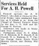 Arthur Henry Powell-Funeral Services