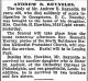 Obit. for Andrew B. Reynolds from The Baltimore Sun, dated March 21, 1907
