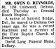 Obit. Orlando Sentinel 12/28/1968