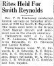 Funeral for Smith E. Reynolds from The Bee dated 8/31/1942