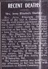 Obit. Anna Elizabeth Shockley (nee Reynolds) (Cecil Whig dated Saturday September 9, 1916)
