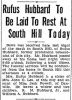 Obit. for Rufus Moses Hubbard provided by Carter Powell from The Bee dated 1/23/1929