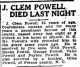 James Clem Powell The Bee Newspaper dated 11/5/1923