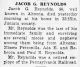 Obit. for Jacob G. Reynolds from the Altoona Tribune dated 6/7/1940 provided by Carter Powell