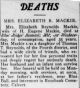 Obit. Cecil Whig 1/2/1909