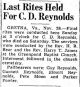 Funeral Announcement for Charlie D. Reynolds from The Bee dated 11/28/1945 provided by Carter Powell