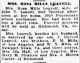 Obit. for Rosa Mills Leavell from The Washington Times dated 1/20/1921 provided by Carter Powell
