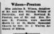 Wedding Announcement-The Midland Journal Dated March 28, 1941 for Addie Wilson to Rowland Preston