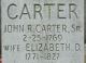 Headstone John R. Carter & Elizabeth D., His Wife