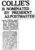 Samuel W Collie-Nominated As Postmaster